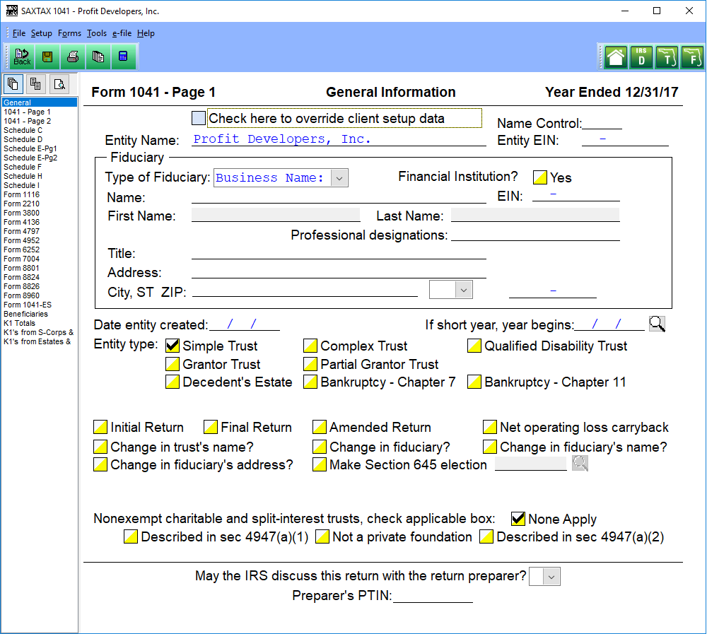 1041 Program – SAXTAX